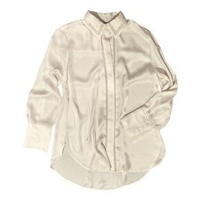 Oversized satin button down with cool detail